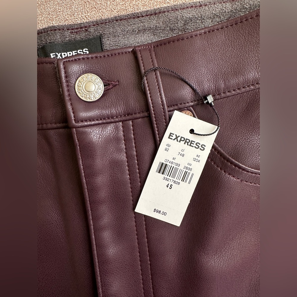 Express Super High Waisted Faux Leather Modern Straight Pant